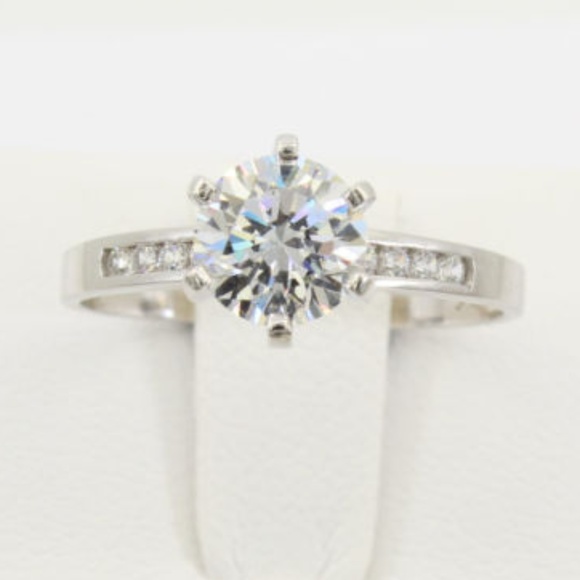 Jewelry - Dainty 14k white gold 1ct Round Engagement Ring